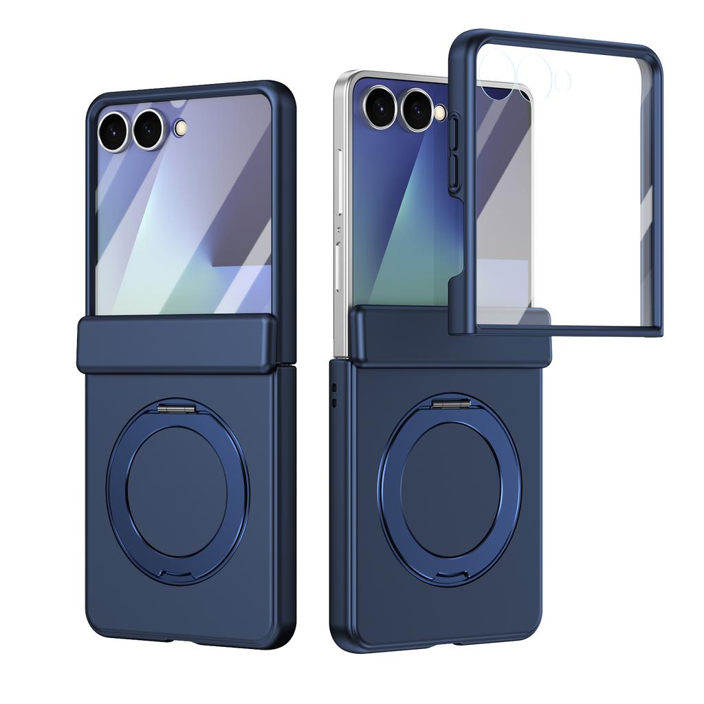 Skin-Friendly Matte Magnetic Case For Samsung Galaxy Z Flip 7/6/5 Stand Cover 360 Rotating With Glass Screen Protector