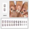 24 Pcs Short Square False Nail Christmas Press On Nail Glittering Artificial Nail Snowflake Full Cover Stick On Nail
