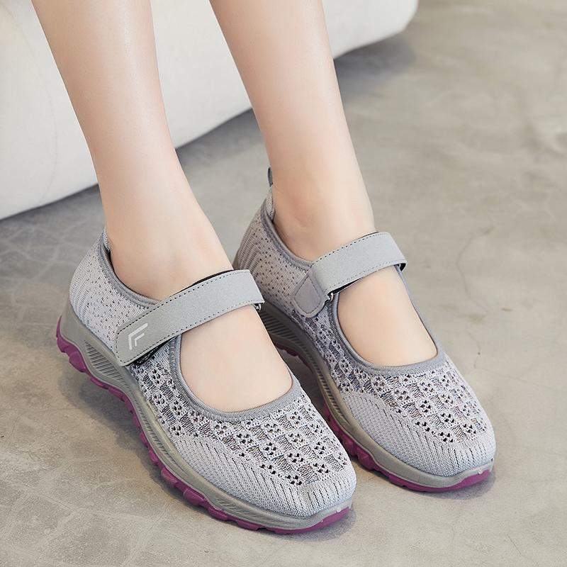 Fashion Women Sneakers Comfortable Mesh Ladies Flats Soft Platform Shoes Summer Breathable Woman Casual Walking Mom Cloth Mesh Mary
