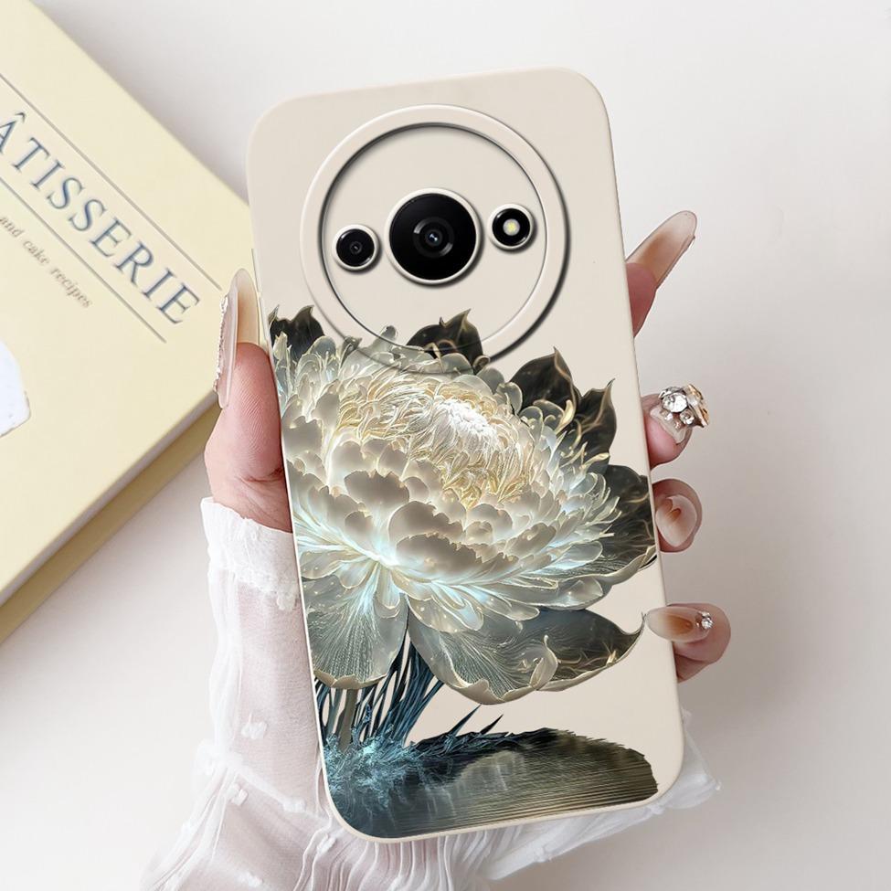 For Redmi A3 4G Phone Case For Xiaomi Poco C61 Cover Silicone Luxury Fashion Flowers Kawaii Cute Cat Painted Shockproof Bumper