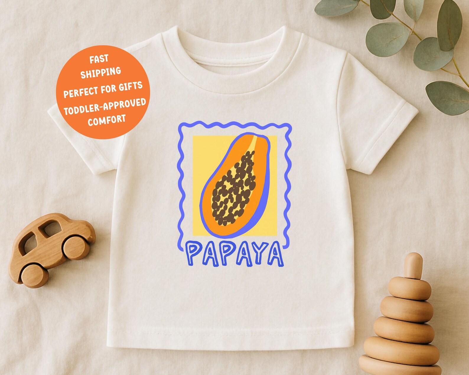 Fruit Shirt: Papaya Toddler Tee, Tropical Kids Fruit Shirt, Cute Summer Outfit for Toddlers 130