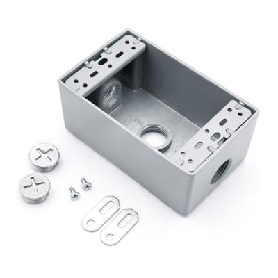Weatherproof Electrical Outlet Cover Bundle 1 Gang Open Mounted Aluminum Die Cast Waterproof Bottom Junction Box 1B50‑3