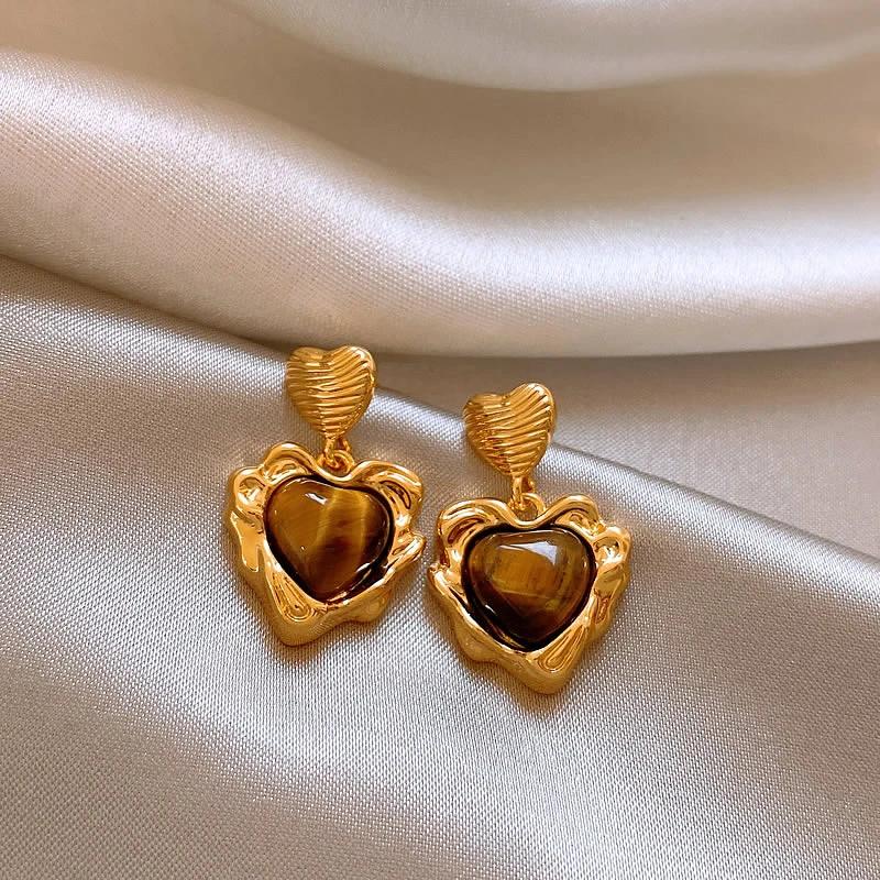 

Maillard Design Minimalist Round Tiger Eye Stone Pendant Stud Earrings for Gothic Girls New Accessories 2023 Fashion Jewelry