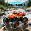 Amphibious RC Monster Truck, 2.4GHz Off-road Car with Mist Spray, 360° Rotation, Waterproof, 1 Click Stand Up for Kids