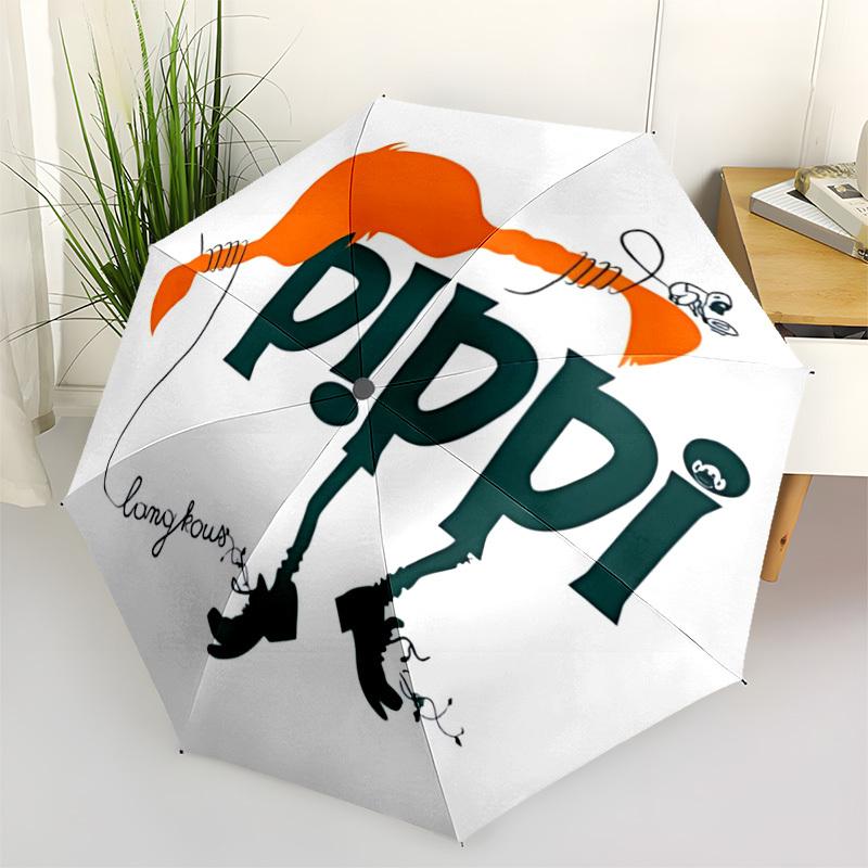 

1pc Pippi Longstocking Automatic Folding Umbrella - 8-Rib Automatic Open/Close, Portable Collapsible Compact Umbrella yy251218024