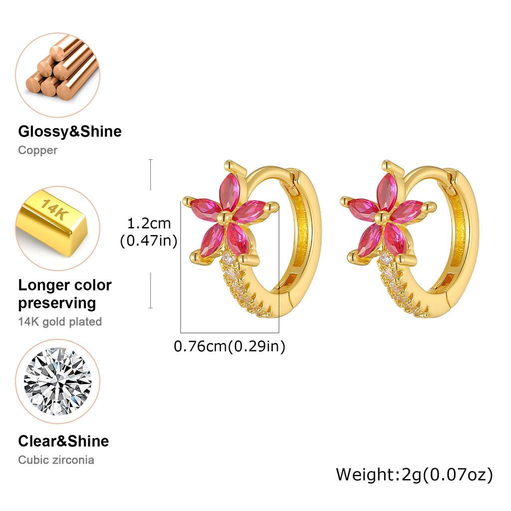 Vnox Sweet Exquisite Crystal Zirconia Flower Earrings For Women, Gold Color Elegant Zirconia Earrings, Wedding Jewelry Gift