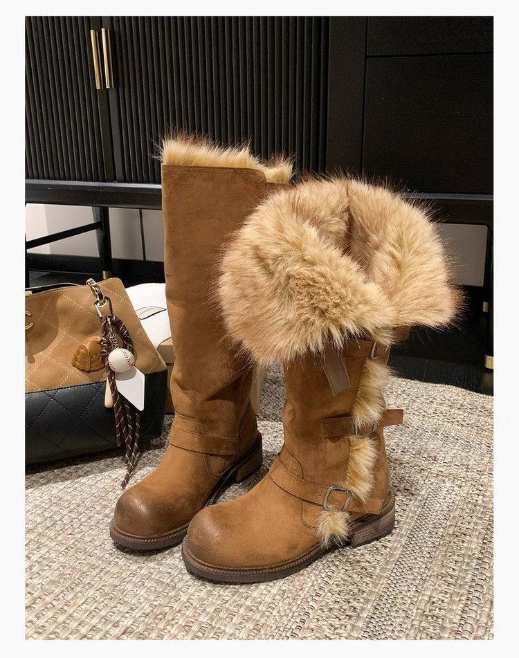 Shoe Utopia 2025 Winter Russian Tall Puckle Thick Fleece Fashion Warm Snow Boots