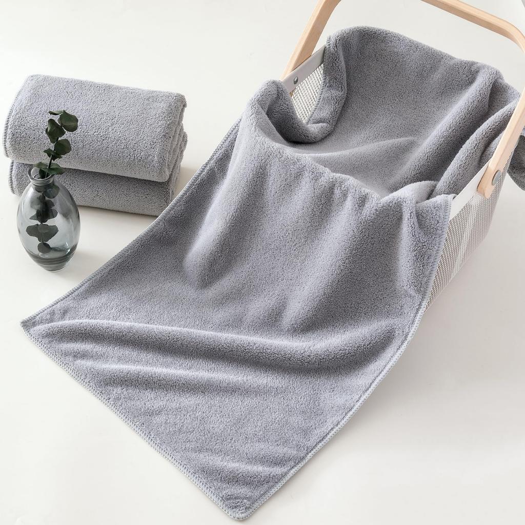 Lumimi Towel Light Gray Towels x 4 Face Towels x Large Instant Durable Strong Quick Soft Salon Suitable for All Seasons Set, (Bath approx. 70140cm +
