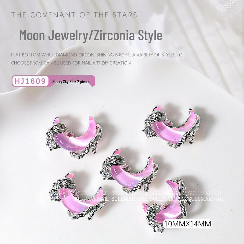

Аксессуары для нейл-арта «Звездное небо и луна»: Светло-голубой/розовый циркон и полупрозрачные бриллиантовые украшения, набор из 2 штук