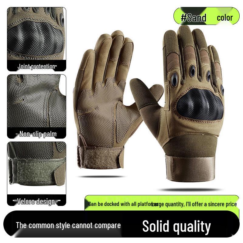 Men's Full-Finger Outdoor Tactical Gloves - Cut-Resistant, Wear-Resistant for Motorcycle Riding & Combat