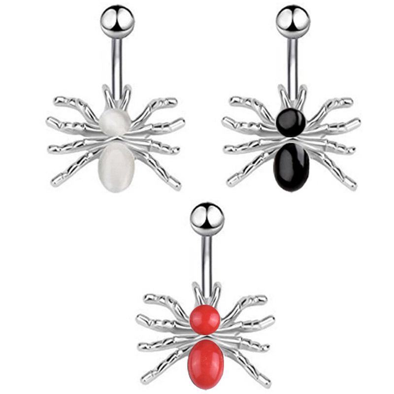 

Exquisite Gemstone Inlaid Spider Belly Button Ring - Stainless Steel красный