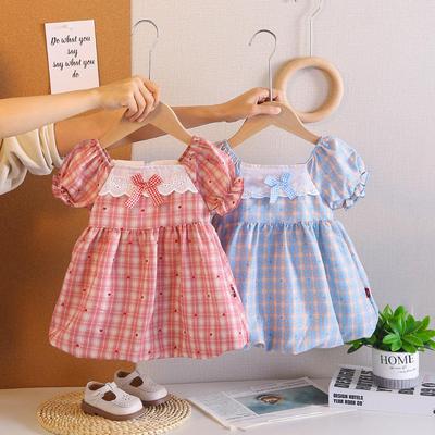 0-5 Years Girls' French Puff Sleeve Summer Dress