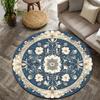 Blue and white checkered Flannel-printed round floor mats are slip-resistant Suitable for living bedroom terrace garden carpets