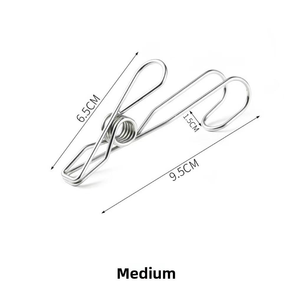 1PCS Multifunctional Stainless Steel Binder Clip Hook for Hanging Bathroom Fixed Clip Windproof Clothes Drying Rack Clothespin with Hook