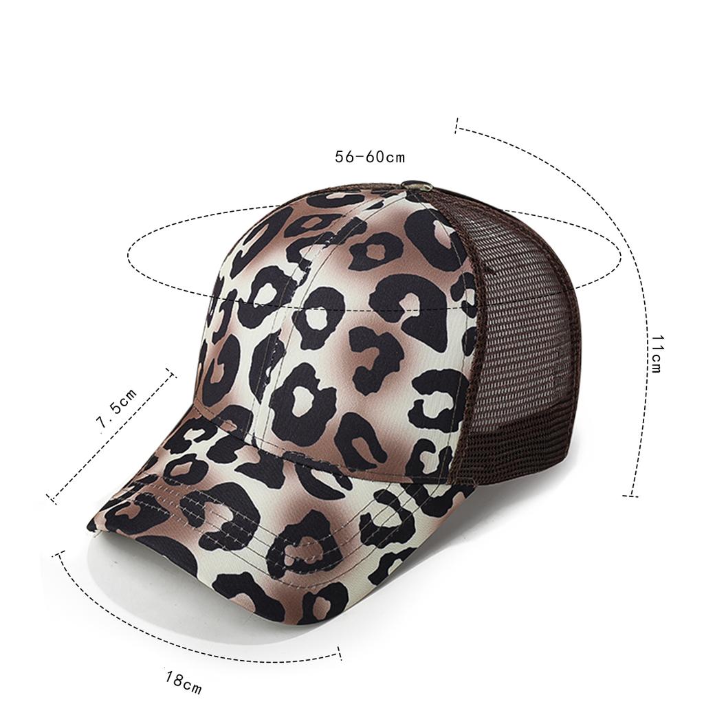 New Ponytail Hole Baseball Cap Solid Summer Fashion Leopard Print Mesh Hat Women's Personalized Velcro Adjustable Hat