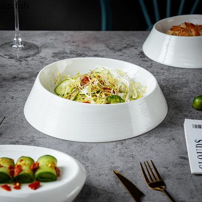 Thick White Ceramic Dining Plate Sashimi Plates Double Layered Serving Plate Dessert Bowl Soup Plates Fruit Dish Salad Bowl Tray