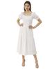 Moomaya Robe d'été en viscose rayonne imprimée, robe longue à smocks à col carré