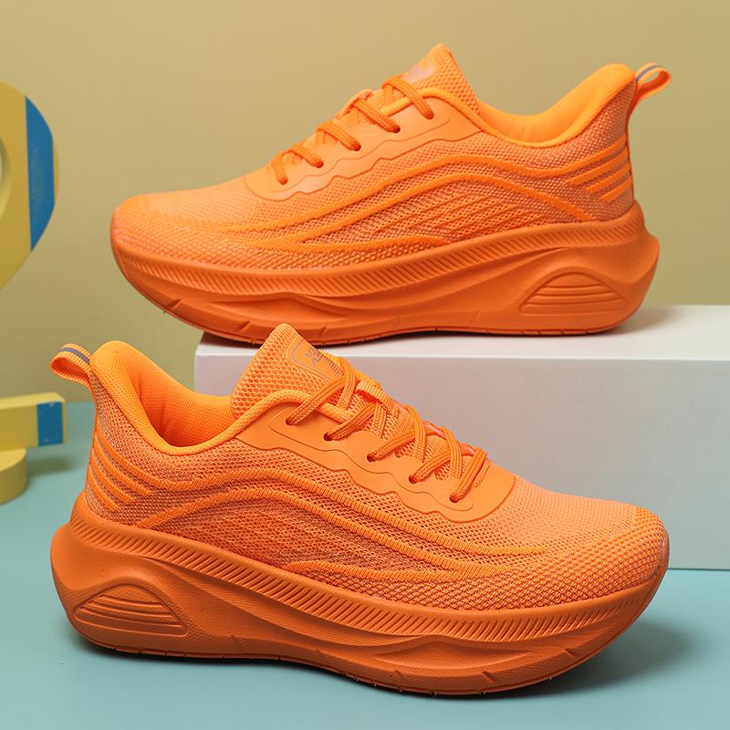 Wiosenne Damskie Buty Codzienne Oddychające Siatkowe Trampki Damskie Pomarańczowe Trampki Damskie Buty na Grubej Podeszwie Buty Sportowe na Siłownię