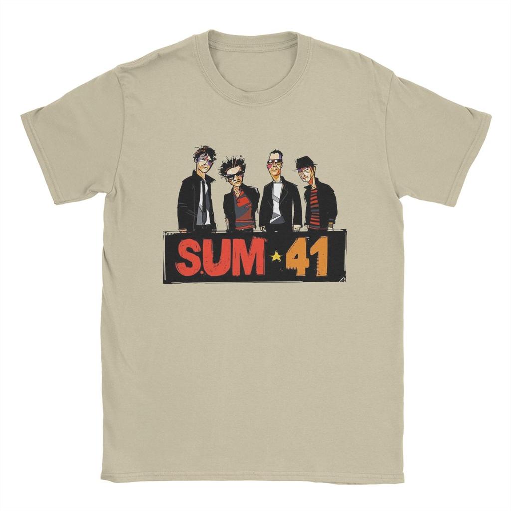 Novelty Band Sum 41 T-Shirt for Men Crew Neck Pure Cotton T Shirts SUM41 Punk Short Sleeve Tees Graphic Printed Clothing