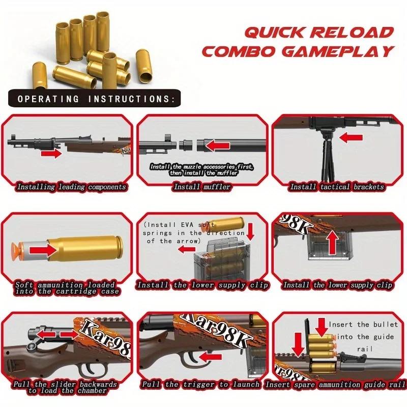 Soft Bullet Gun Toy Model Gun Can Be Fired Manually Loaded Assault Rifle Submachine Gun Christmas Birthday Gift