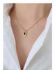 DIY Oval Zirconia Quadrilateral Pendant Necklace with Round Bead Chain In Gold-Plated Titanium Steel