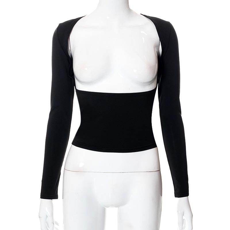 GMXIA Women's Autumn Solid Color Reversible Two-wear Small Top Woman
