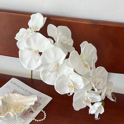3D 9 Heads Artificial Orchid Real Touch Iron Wire Inner Lining Fake Phalaenopsis Multi Color 98cm Silk Flower Home Decor
