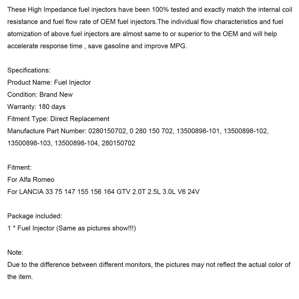 1PCS Fuel Injector 0280150702 Fit Alfa Romeo Fit LANCIA 147 155 156 164 2.0T