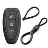 For Ford Focus MK3 MK4 Fiesta Ecosport Kuga Mondeo Silikon Nøkkelveske 3 Knapper Fjernkontroll Nøkkeldeksel Skall Fob Nøkkelringholder