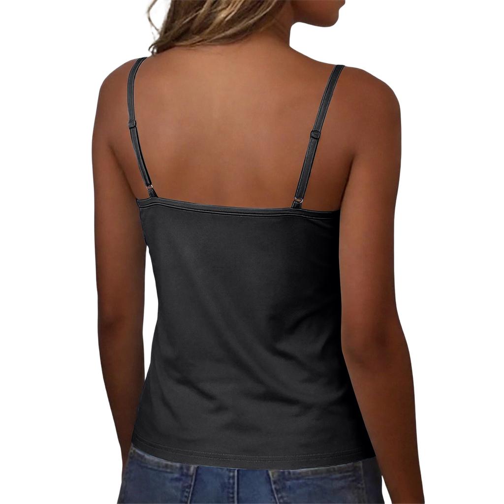 Women Basic Round Neck Sleeveless Slim Fit Stretch Camisole Top with Butterfly Heart Print Casual Tank Top for Daily Wear
