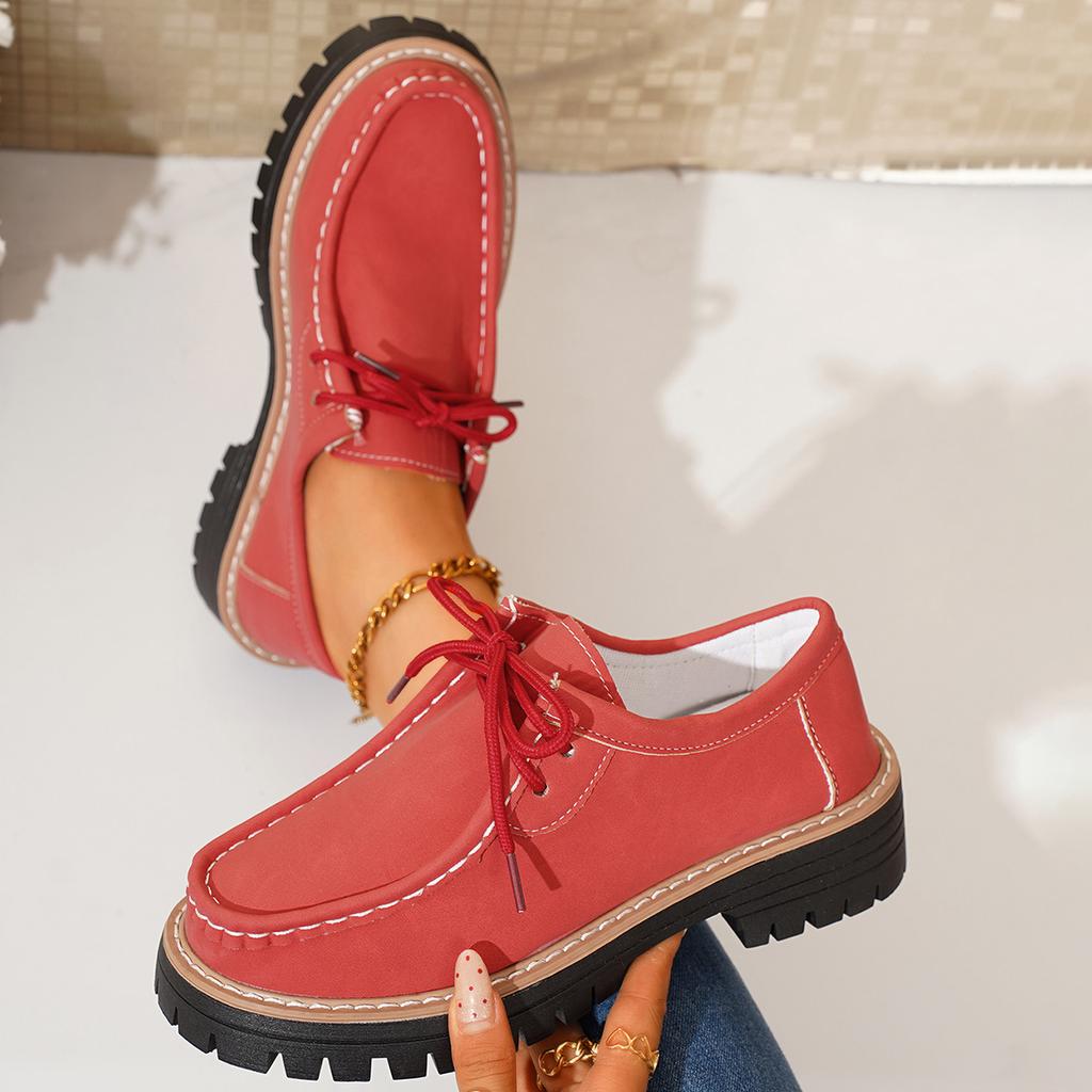 Plus-size Classic Retro Workwear Fashion Flats for Women with Chunky Heels and One-piece Design in Solid Colors for  Casual Fashion Shoes