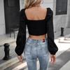 Spicy Girl Puff Sleeve Cut-Out Slim Fit Top - Spring/Summer Collection