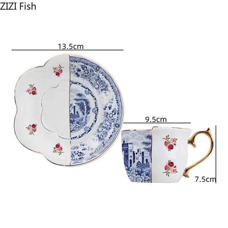 Luksusowy ceramiczny kubek ze spodkiem, europejski retro popołudniowy zestaw filiżanek do kawy i spodków, zestaw filiżanek dla par, kreatywne naczynia do picia