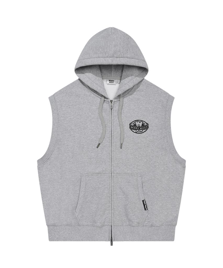Wacky Willy Kiki Sleeveless Zip-Up Hoodie Gray