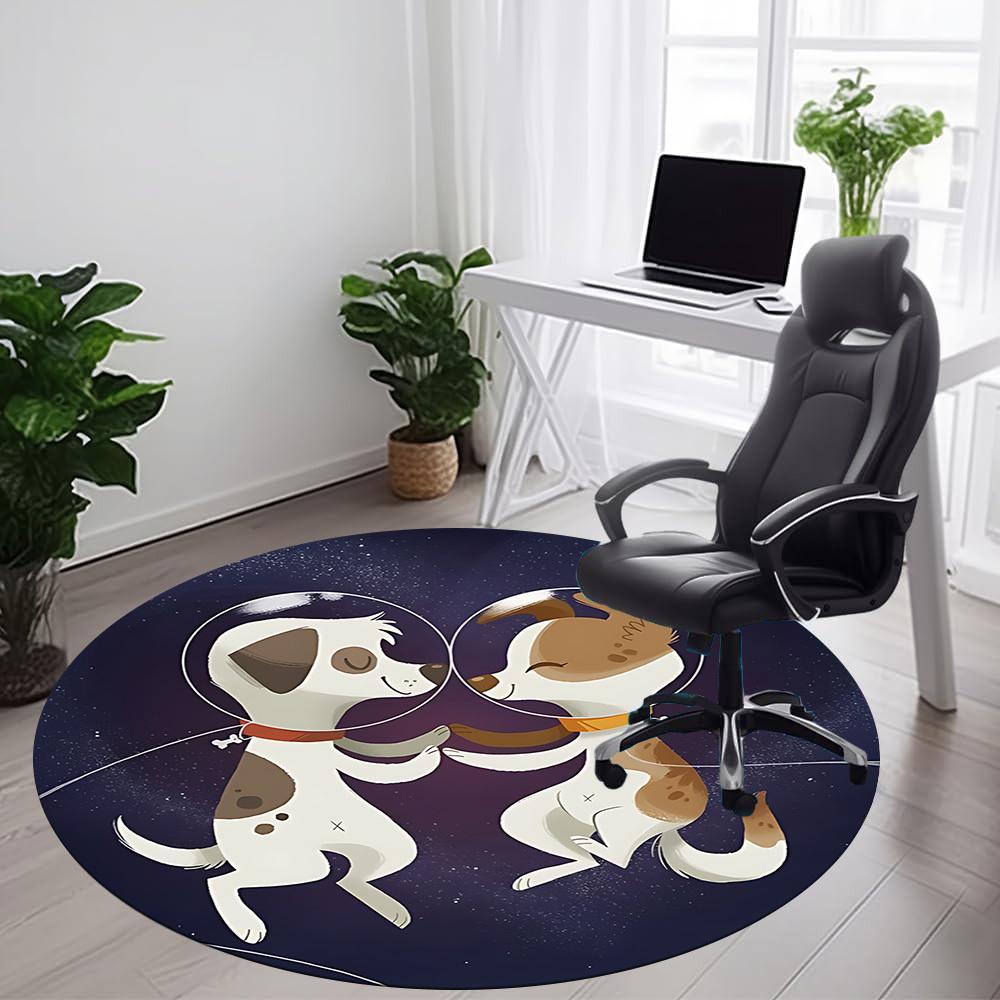 1pc Space Pals Office Round Area Rug, Under Office Chairs Bedroom Living Room Home Decor, Room Deco