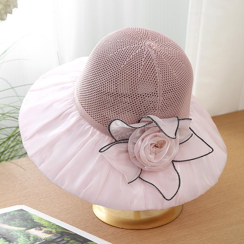 New bucket hat women's summer flower visor UV protection beach hat big brim fashion hat foldable mother