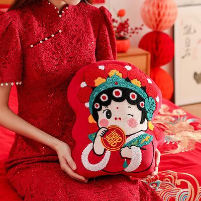 Chinesisches Rotes Stickerei-Kissen Chinesisches Traditionelles Hochzeits-Dekokissen Neujahr Verlobte Hochzeitszimmer-Einrichtung Dekoration