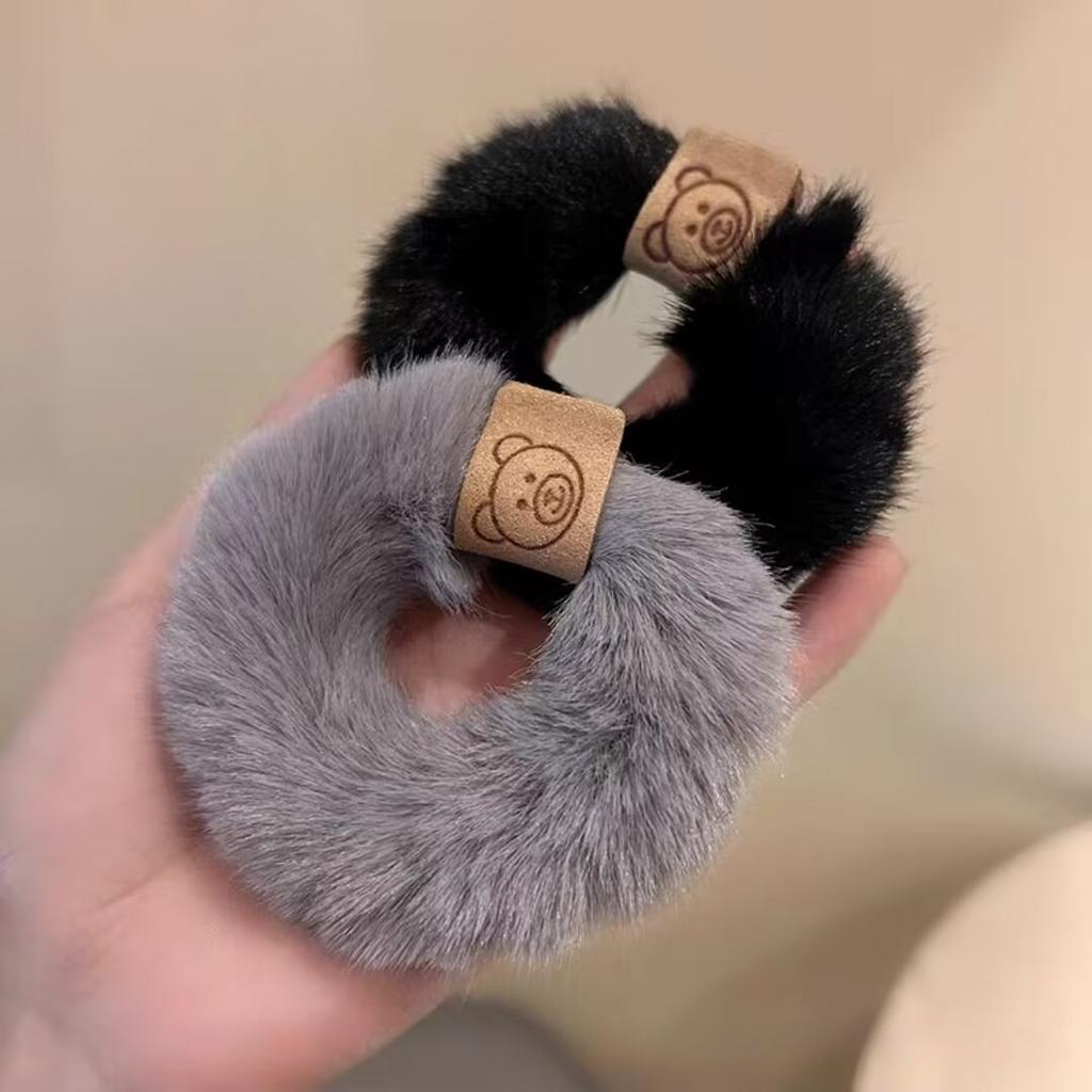 2/3PCS New Soft Plush Hair Rope Korean Thick High Elastic Bear Hairband Braiding Hair Accessories Ponytail Headwear Scrunchies