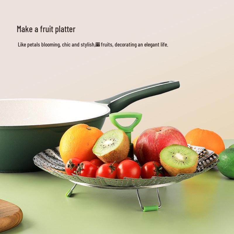 Retractable Stainless Steel Steamer Basket and Rack for Multifunctional Kitchen Use