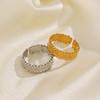 Stainless Steel Wide Face Opening Rings for Women Men Classic French Style Retro Texture Rings Banquet Charm Jewelry Accessories