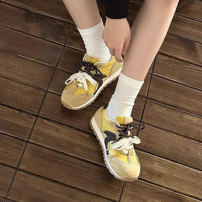 Natural roll new color matching German training shoes women's platform comfortable jogging sports casual shoes versatile waffle Forrest Gump shoes