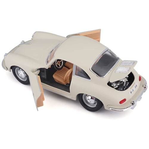 Bburago 1/24 Scale Porsche 356B Coupe 1961 White / Diecast Model Car, Finished Model, 18-22079 CM