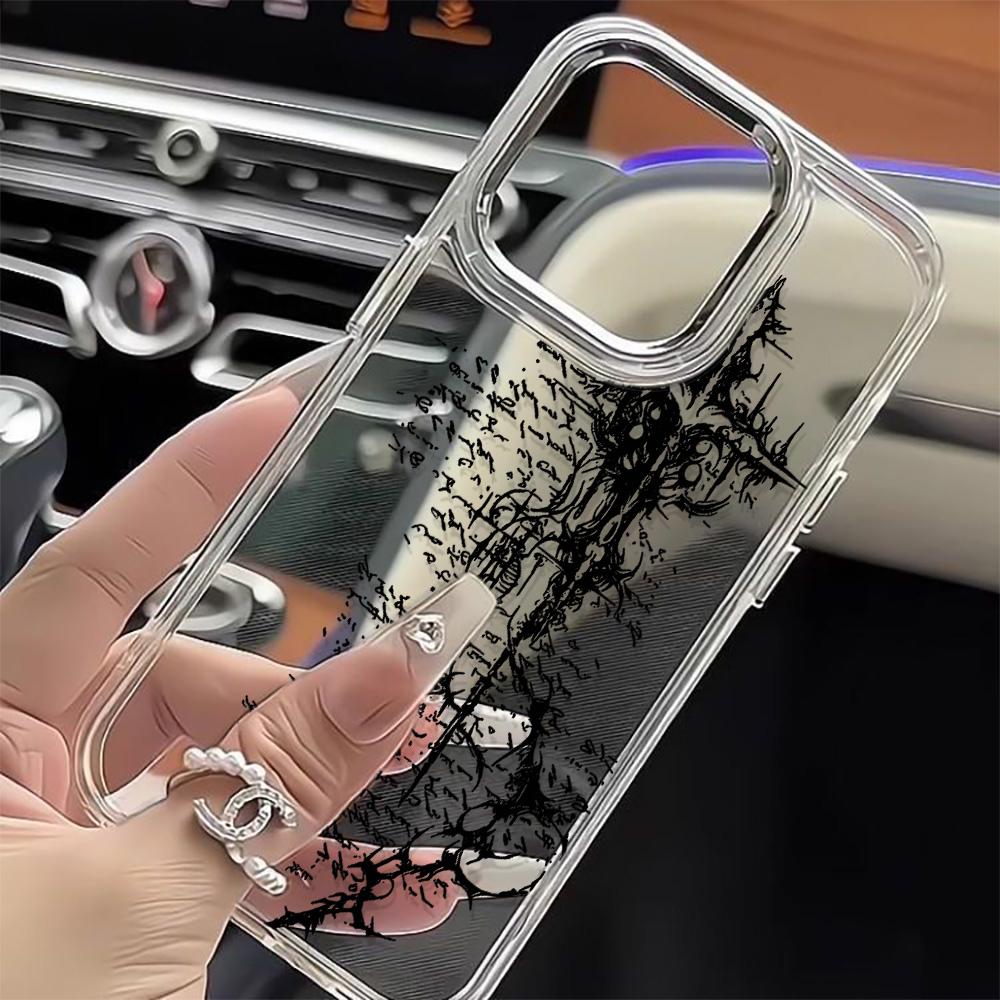 Dark Rune Phone Case For Iphone 15 Pro Max 14 Plus 17 16 13 12 11 17Air 17E 16E Coque Funda Phone Cover Modern Metal Photo Frame