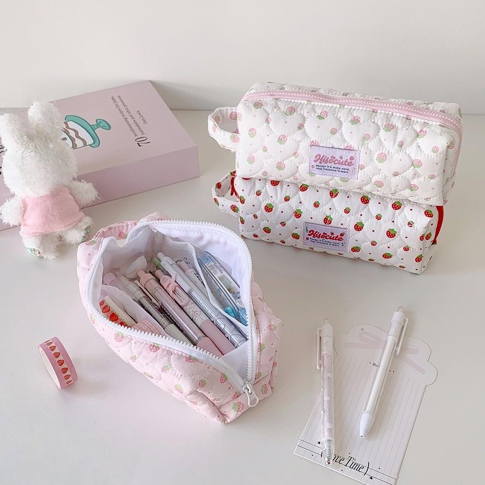 Desktop Storage Fruit Strawberry Stationery Bag Large Capacity Pencil Pouch School