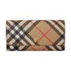 Vintage Karriertes langes Portemonnaie – Klassische Karomuster-Clutch mit goldenen Beschlägen & Kartenfach