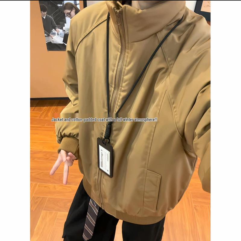 

Men s & Women s Thickened Stand Collar Cotton-Padded Jacket - American Trendy Design, Warm Winter Patchwork Outerwear 5XL