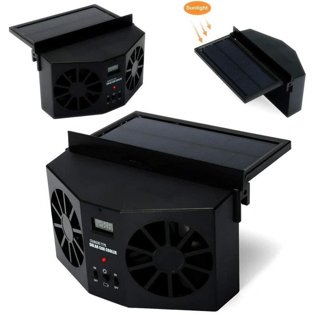 Solar-Powered Car Cooling Fan with Digital Display Portable Air Circulation Exhaust Fan for Vehicle Interior