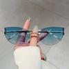 KAMMPT Rimless Cat Eye Sunglasses Women 2024 New Gradient Ocean Lenses Shades Trendy Vintage Luxury Brand Designer Sun Glasses
