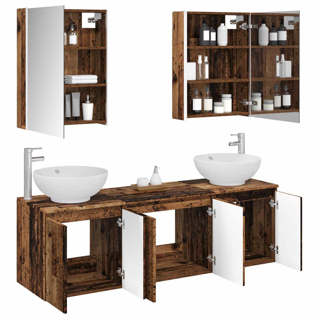 Bathroom Cabinet Set 5 pcs Reclaimed Wood Effect Particleboard