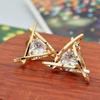 Fashion Women Imitation Diamond Earring Hollow Out Triangle Zircons Ear Studs Weeding Party Jewelry